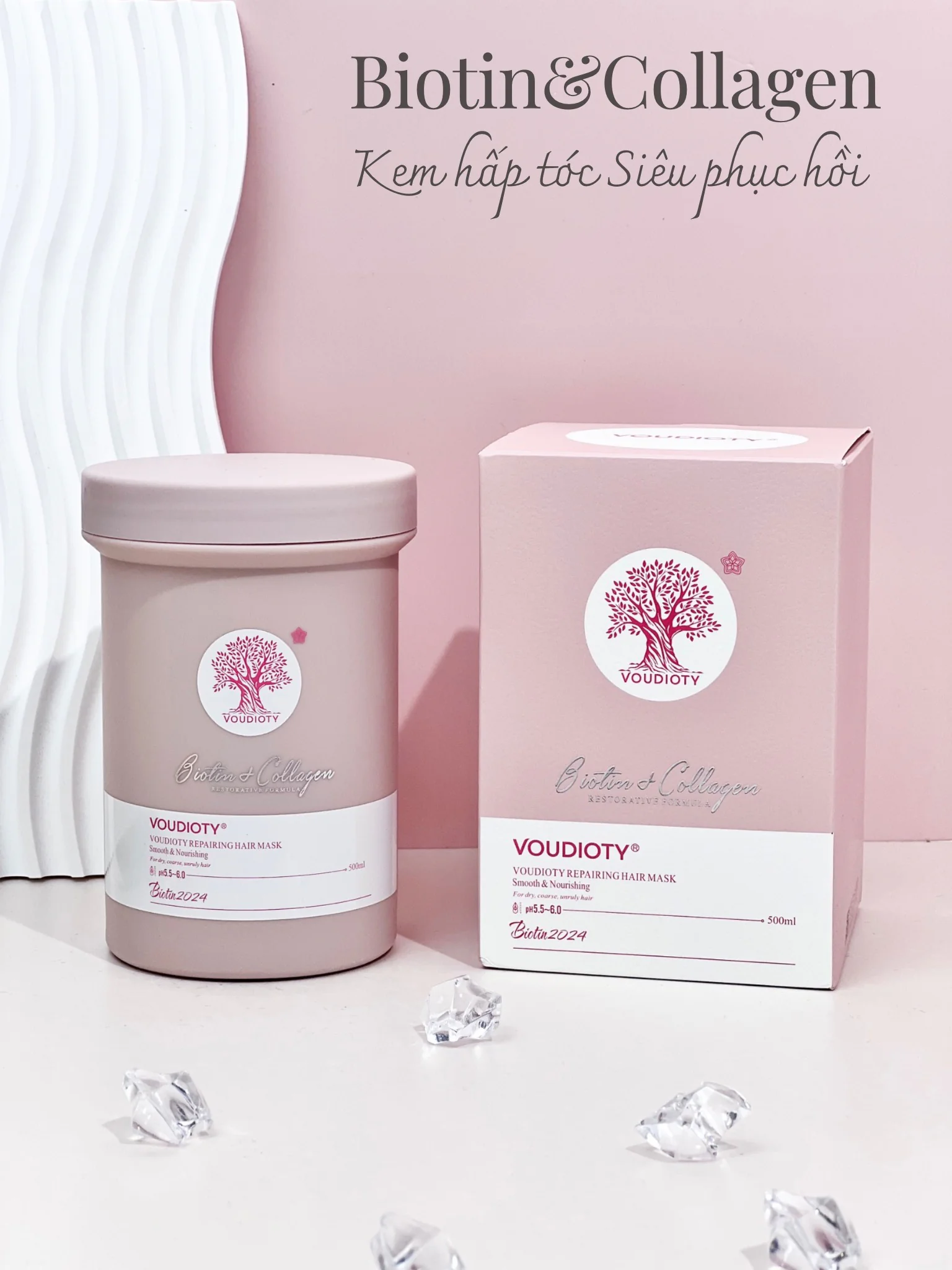 Kem Ủ Tóc Phục Hồi Biotin Collagen Pink hủ 500ml